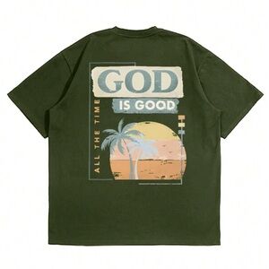 Men Slogan & Palm Tree Print Tee